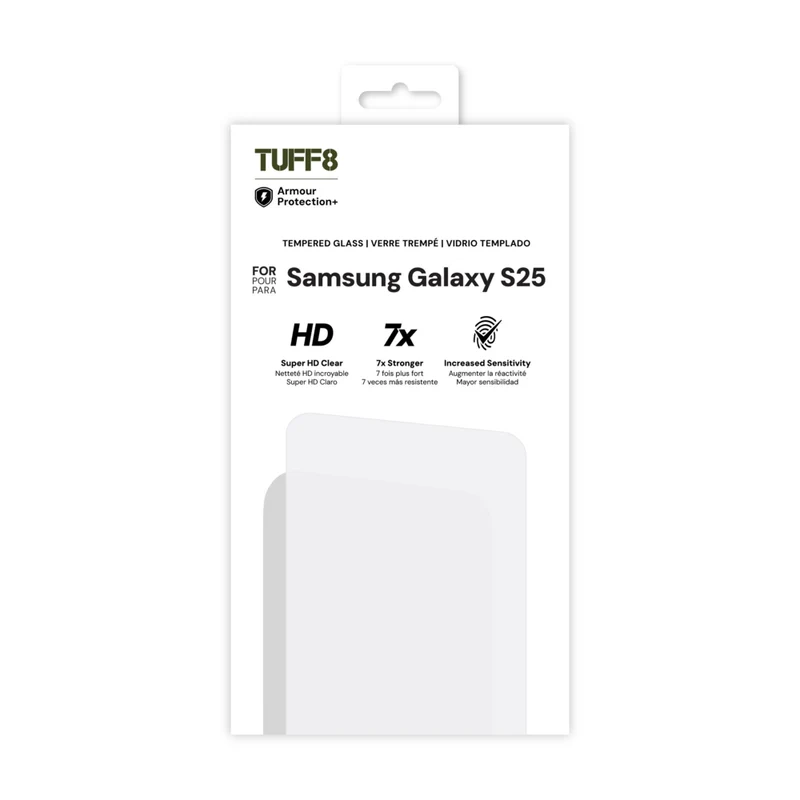TUFF8 9H-rated Tempered Glass Screen Protection for Samsung Galaxy S25