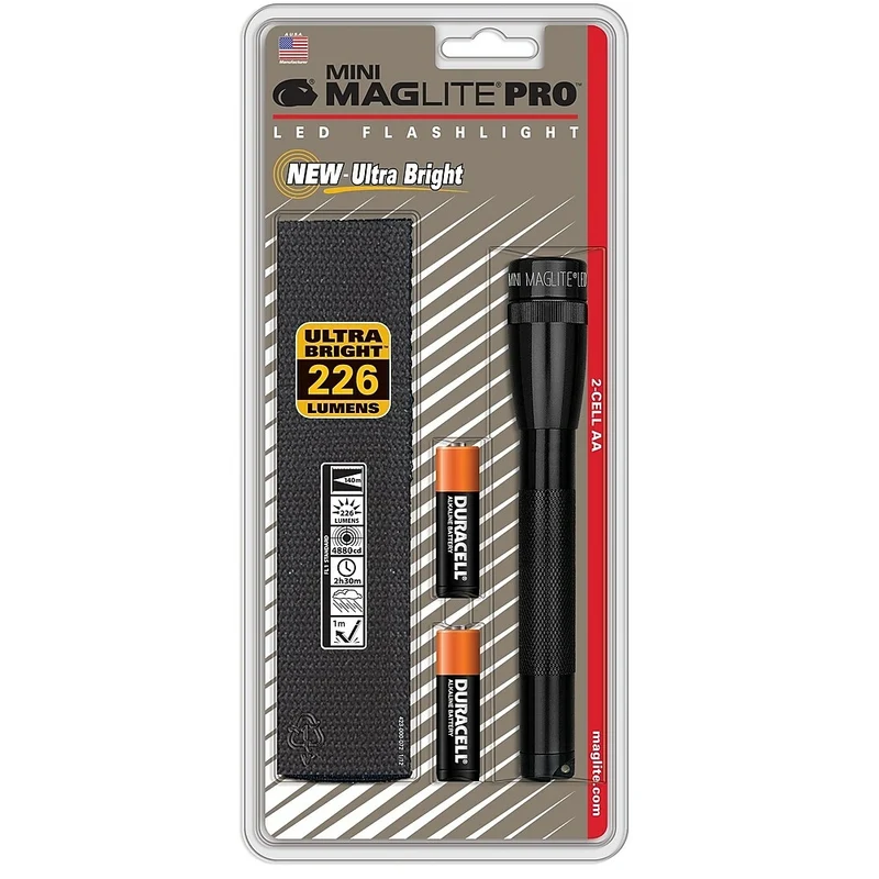 Maglite - Lampe de poche AA PRO Mini à DEL, 2 cellules, noir (SP2P01H)
