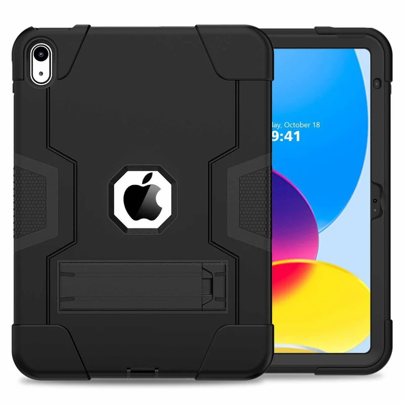 Bulk Packaging Rugged Case with Kickstand iPad 10.9" 2022 10th Gen - Black