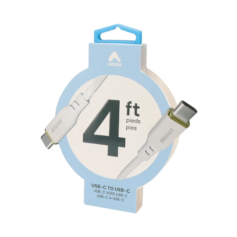 Amaze - Câble 4 pieds USB-C vers C - blanc