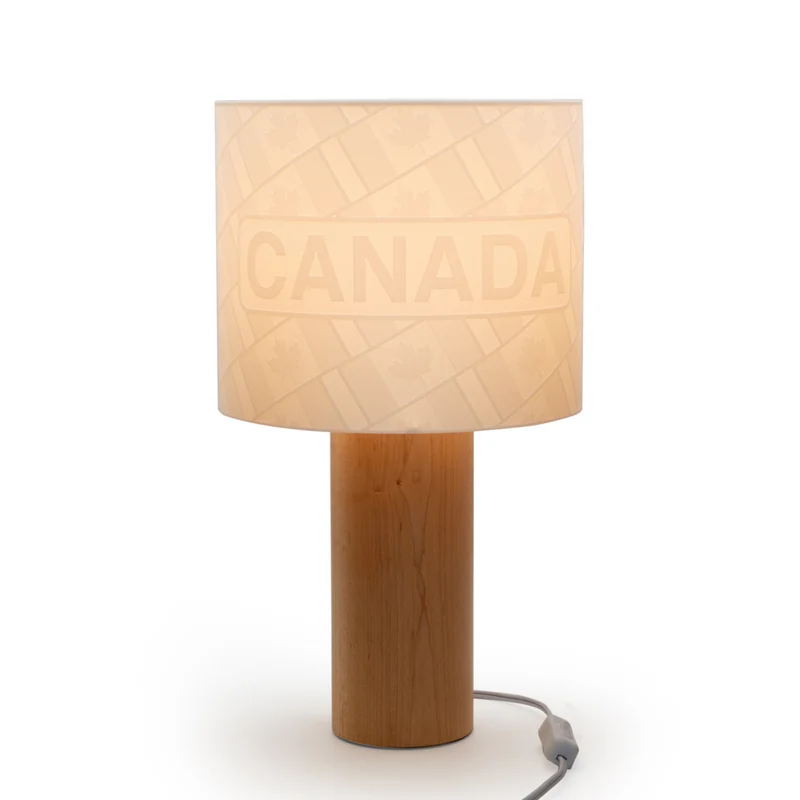 Decent Living Wooden Maple Table Lamp - Canadian Flag with Canada