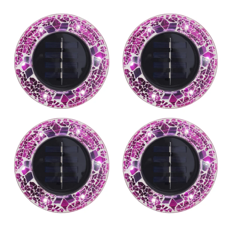 Bell+Howell - Disques lumineux décoratifs LED solaires d'extérieur en mosaïque - Rose éclatant - Paquet de 4