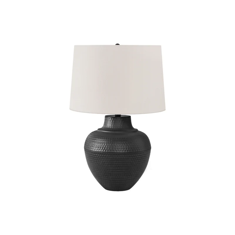 Monarch Specialties - Luminaire - 26 po H Lampe De Table - Métal Noir - Abat-Jour Ivoire / Crème - Transitionnel