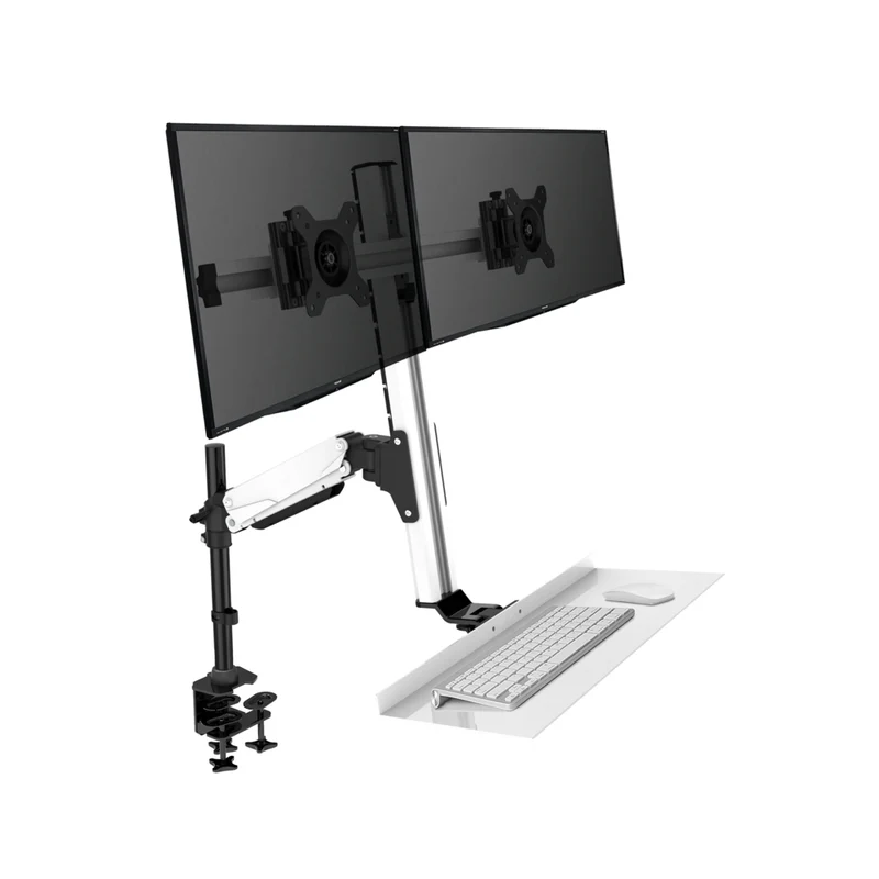 ShoppingAll Height Adjustable Standing Desk Converter Dual Monitor Riser - 25" - White