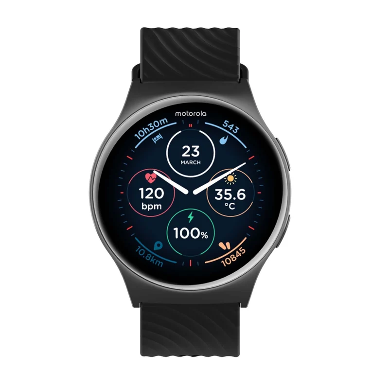 Motorola MotoWatch 120 - 45mm - AI & Advanced Health Tracking - Black