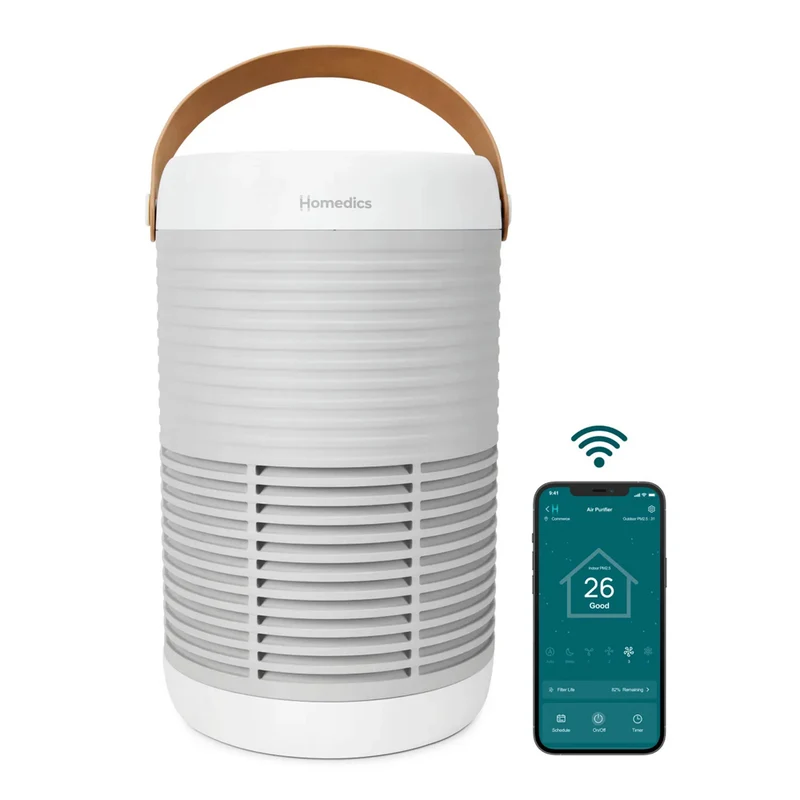 HoMedics TotalClean T100 3-in-1 Smart Air Purifier with HEPA Filter