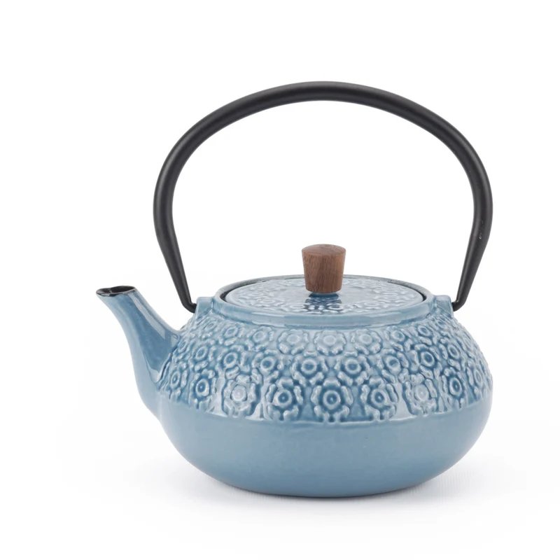 Minimal Enamelled Cast Iron Teapot - Sakura Blue - 0.6 L