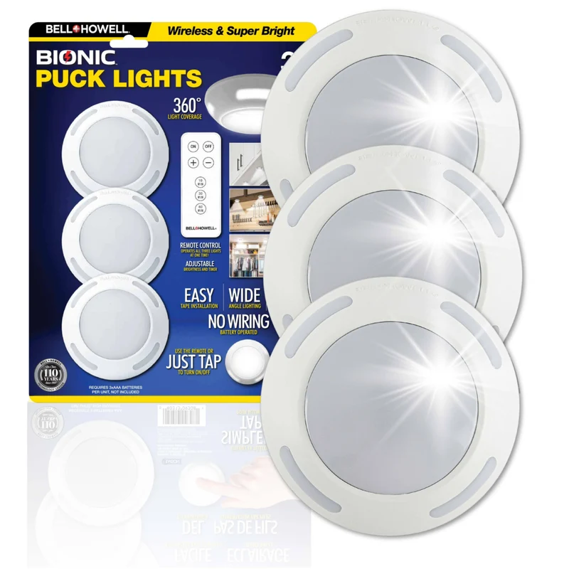 Bell+Howell Bionic Super Bright Under Cabinet Puck Lights - 3 Pack