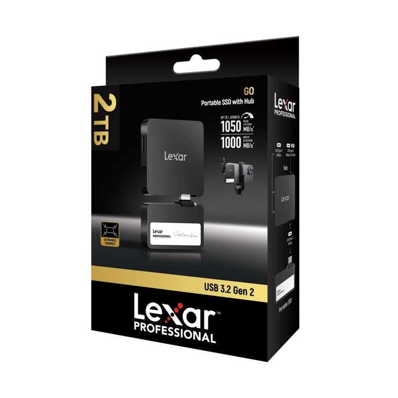 Lexar Professional Go Portable SSD with Hub - 2 TB - Black