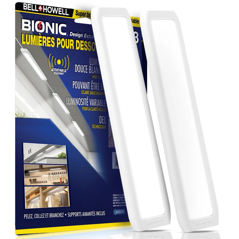 Bell+Howell - Lampes LED rechargeables activées par le mouvement sous les armoires - Paquet de 2