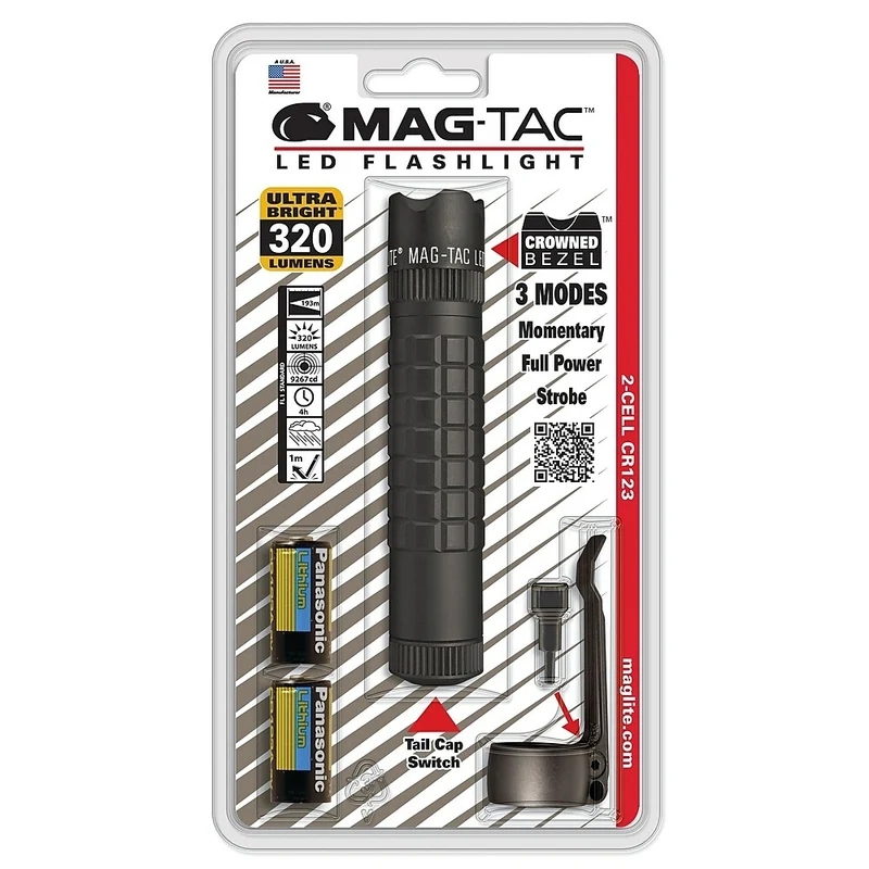 Maglite - Lampe de poche DEL MAG-TAC 2 cellules à lunette couronnée, noir (SG2LRA6)