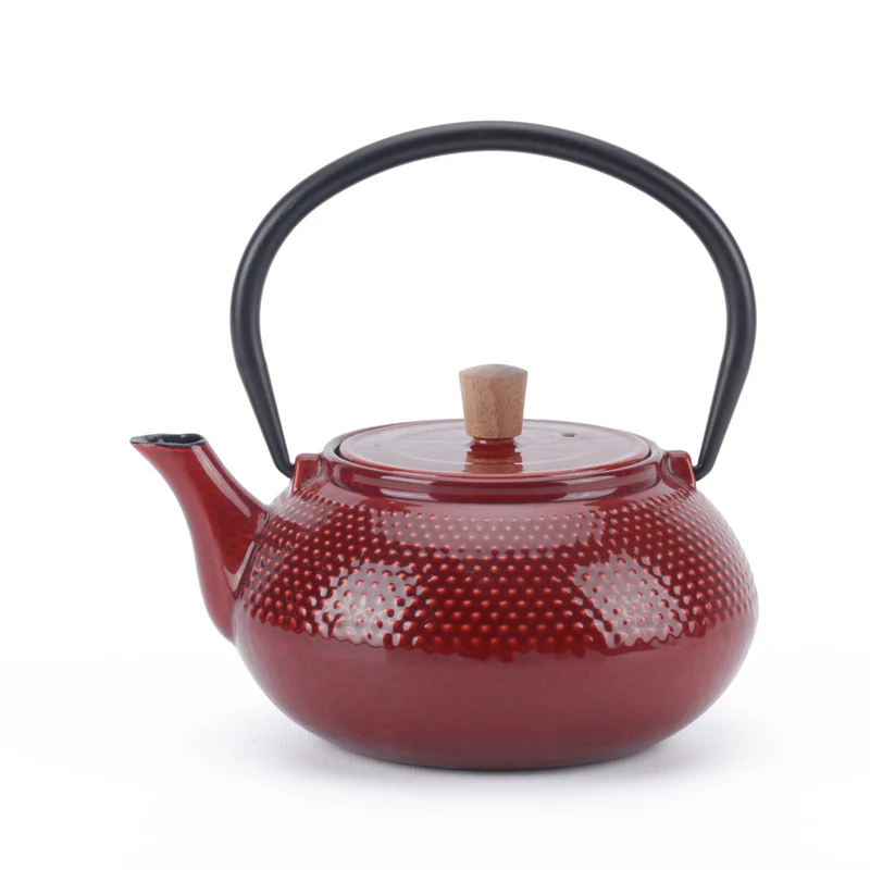Minimal - Théière en fonte émaillée Minimal - Dot Rouge - 0,6 L