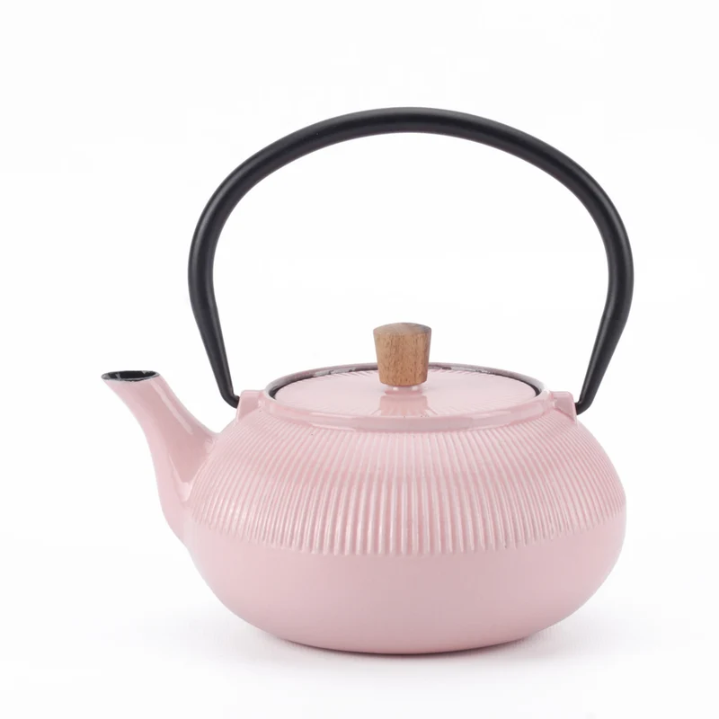 Minimal - Théière en fonte émaillée Minimal - Line Rose - 0,6 L