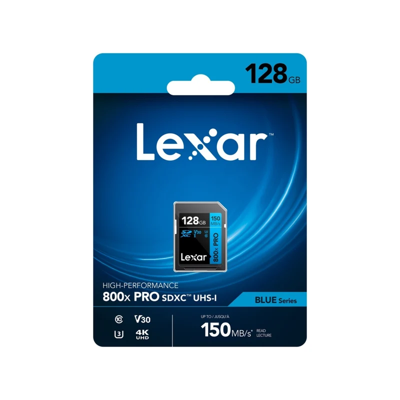 Lexar 128 GB High-Performance 800x PRO SDHC / SDXC UHS-I Memory Card - Blue Series - Black