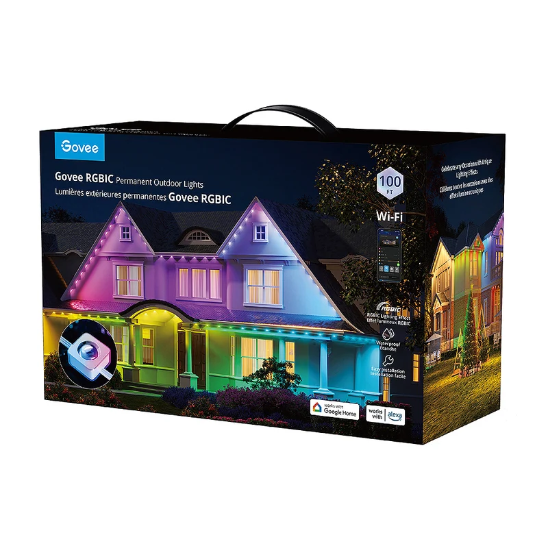 Govee - Lumières extérieures permanentes RGBIC 100 pi - Cordon blanc