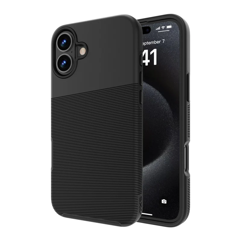 AXS - PROTech Plus Étui mince anti-choc avec double couches pour Apple iPhone 16 Plus - Noir