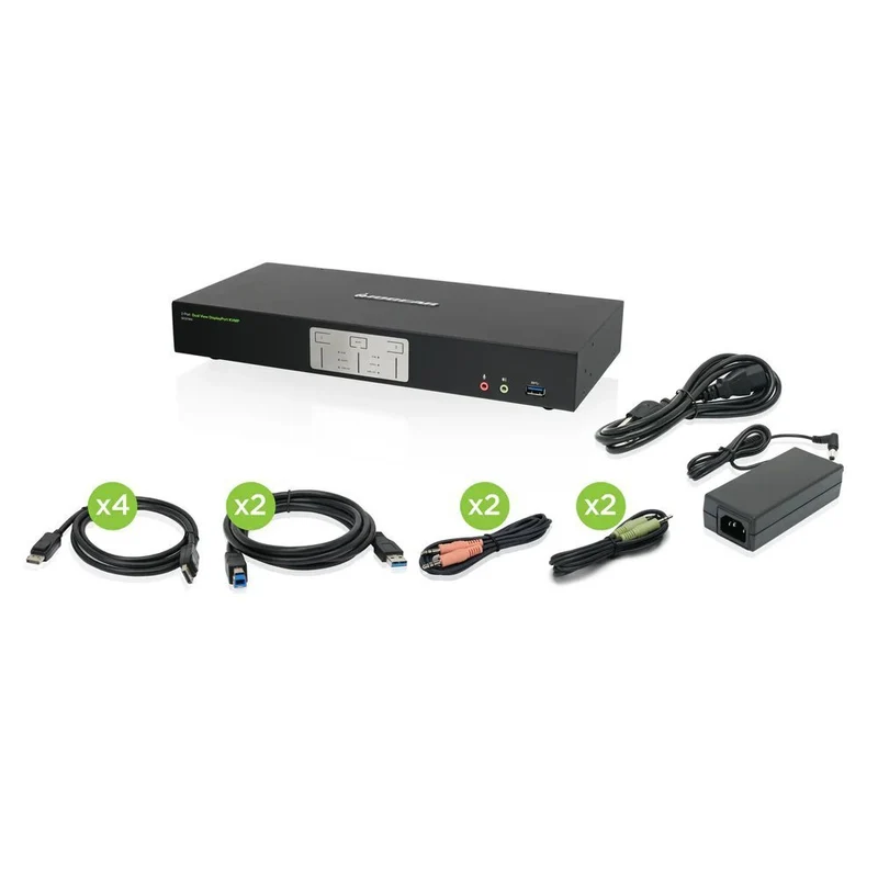 IOGEAR 2-Port 4K Dual View DisplayPort KVMP with USB 3.0 Hub and Audio