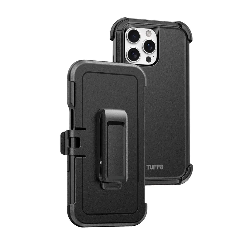 TUFF8 iPhone 16 Pro Impact+ Three layer Protective Case with Holster