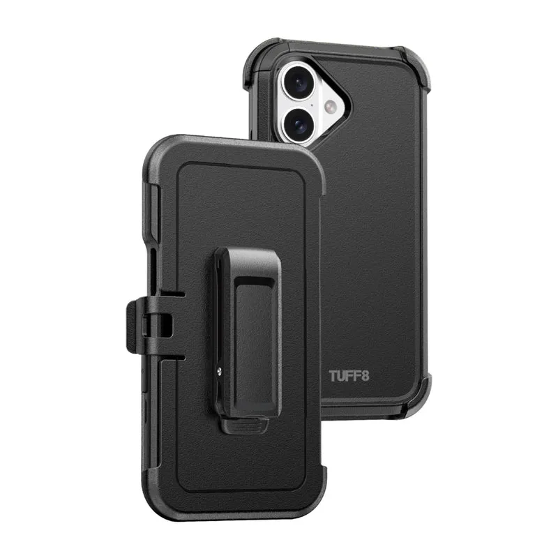 TUFF8 iPhone 16 Impact+ Three layer Protective Case with Holster