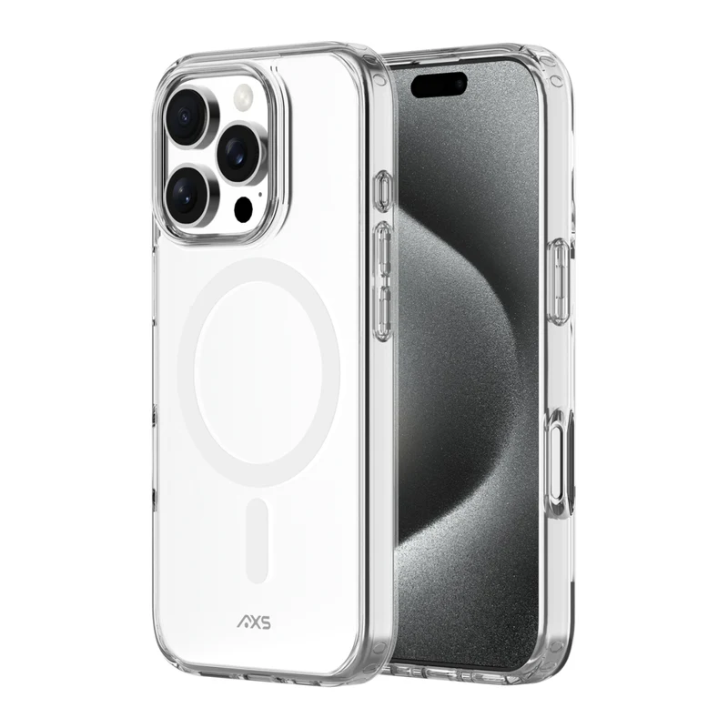 AXS - ULTRA CLEAR étui testé compatible MagSafe contre les chutes pour Apple iPhone 16 Pro - Transparent