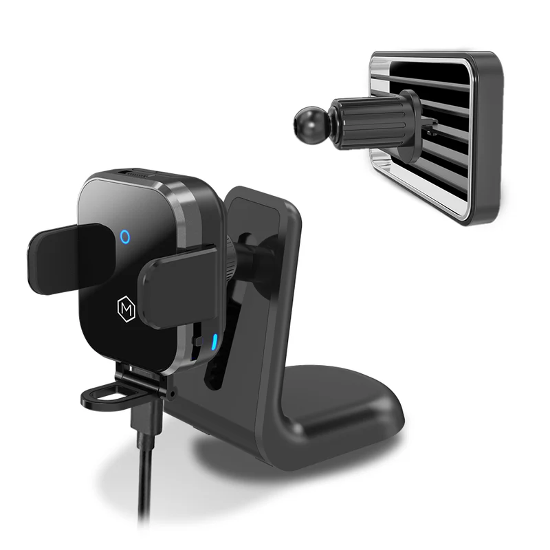 Mighty Mount - Mini Grip Cradle 15W Chargeur sans fil 2 en 1 Support pour ableau de bord et grille d'aération