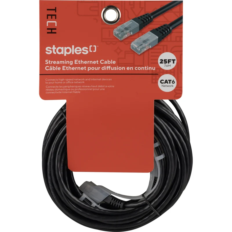 Staples - Câble réseau CAT 6 - 25 pi