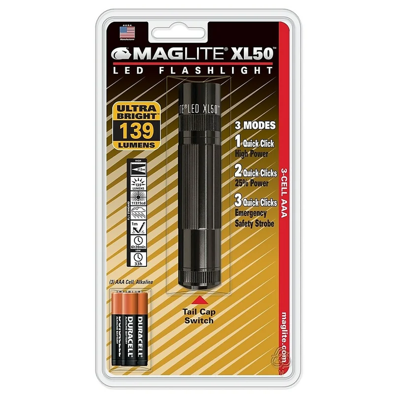 Maglite LED XL50 3-Cell AAA Flashlight, Black (XL50-S3016)