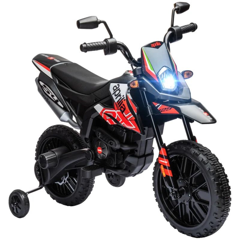 Qaba 12V Aprilia Licensed Battery-Powered Kids Electric Motorcycle - Red