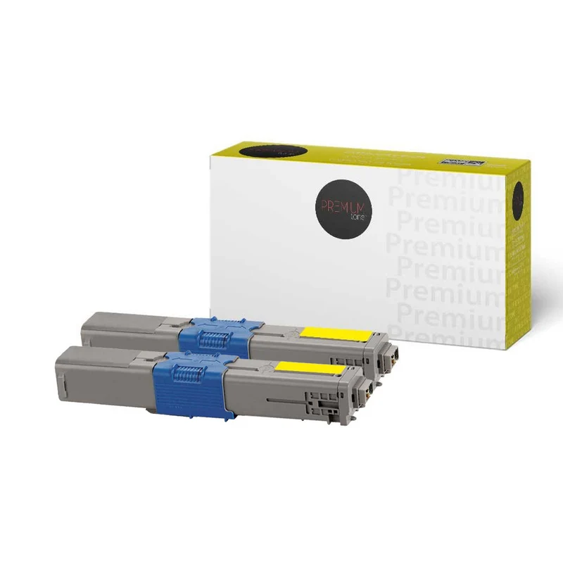 Premium Tone - Okidata 44469701 Toner compatible - Jaune - Paquet de 2