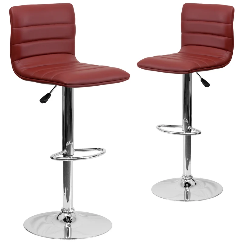 Flash Furniture – Tabouret de bar en vinyle de 16 x 19 po avec base chromée, hauteur réglable, bourgogne