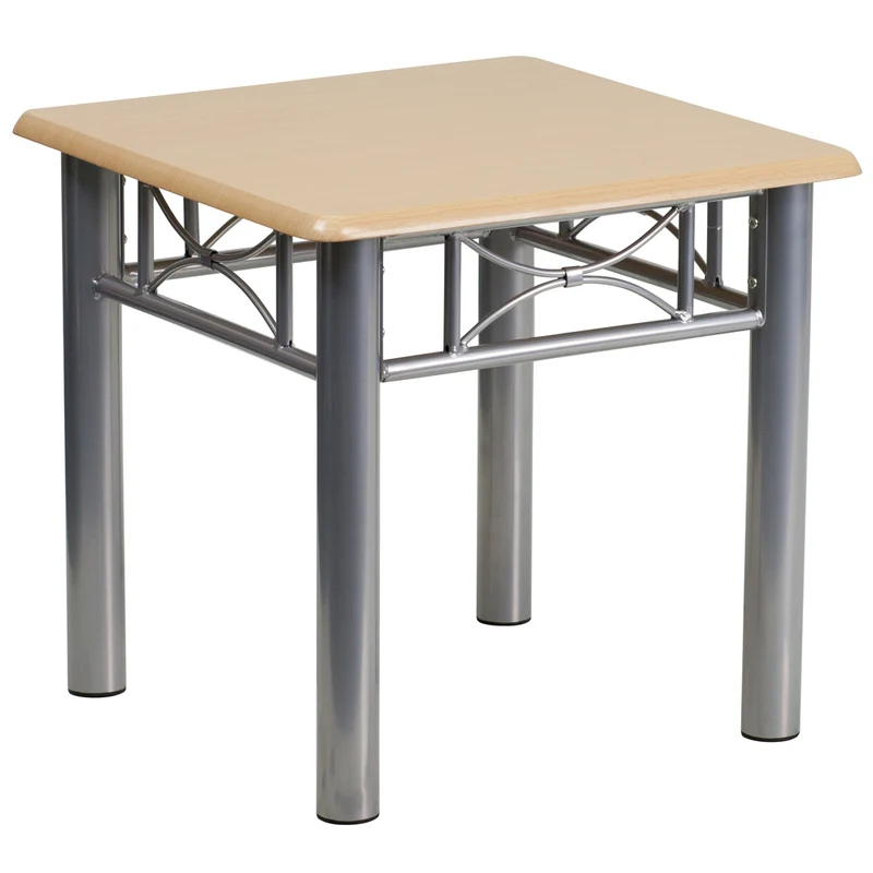 Flash Furniture – Table basse laminée de 19 3/4 po avec structure en acier argenté, fini naturel