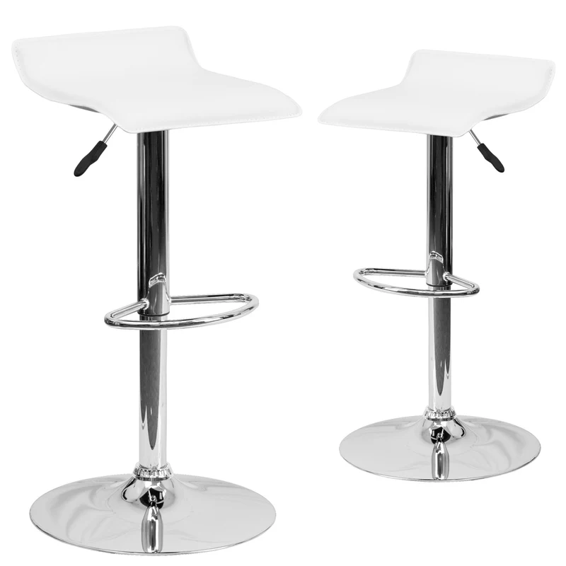 Flash Furniture – Tabouret de bar de 15 x 15 po en vinyle avec base chromée, hauteur réglable, blanc