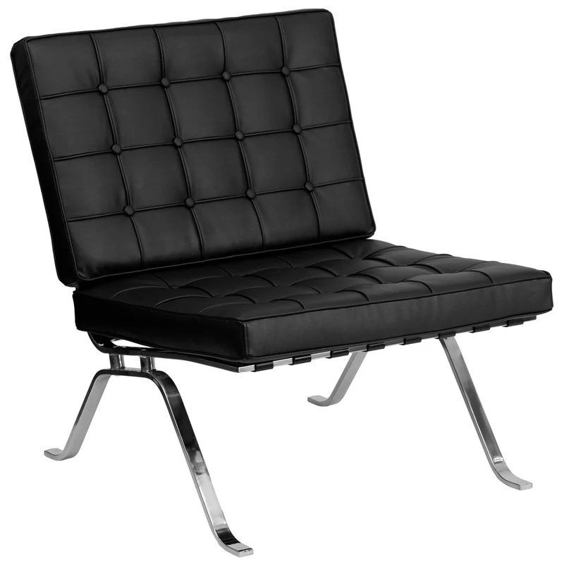Flash Furniture HERCULES Flash Series Black Leather Lounge Chair with Curved Legs