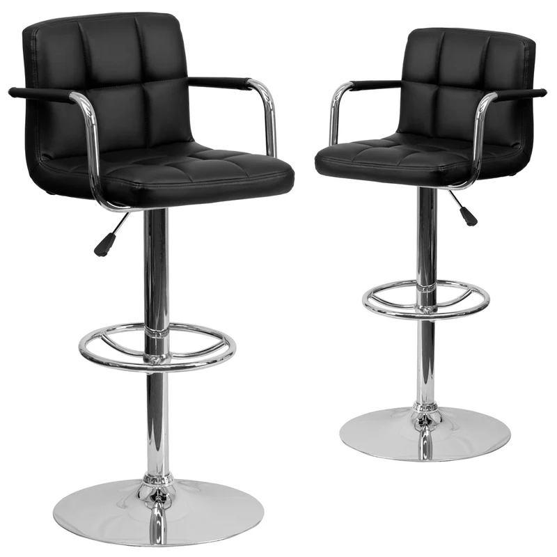 Flash Furniture – Tabouret de bar à hauteur réglable en vinyle, 20 x 18 po, noir