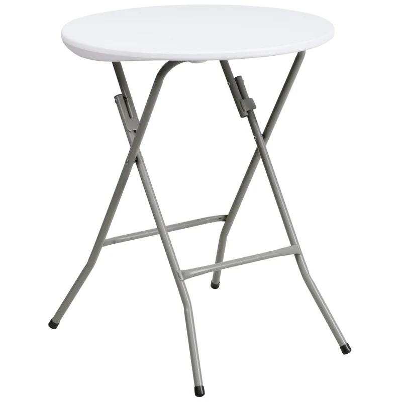 Flash Furniture 24" Round Granite Plastic Folding Table - White