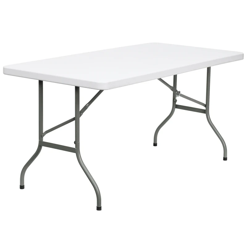 Flash Furniture 30"W x 60"L Granite Plastic Folding Table - White