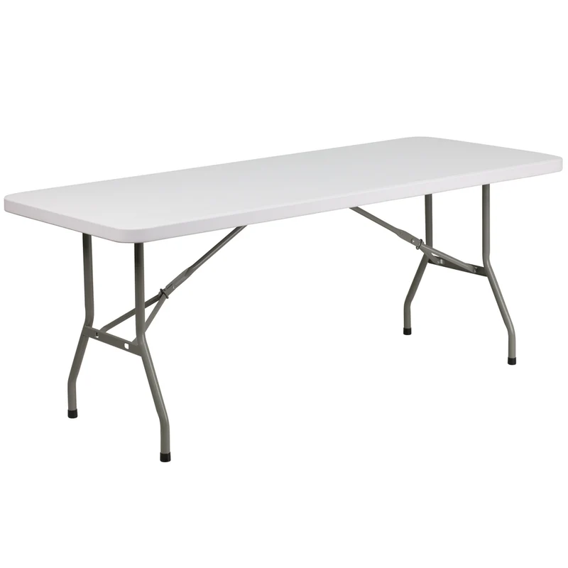 Flash Furniture 30"W x 72"L Granite Plastic Folding Table - White
