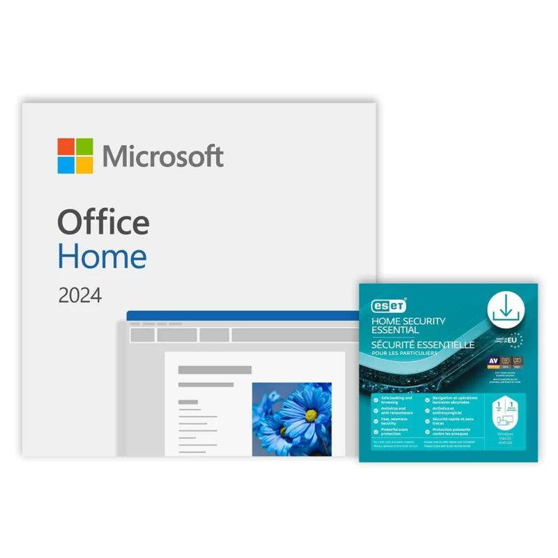 Microsoft Office Home 2024 + ESET Home Security Essential - 1 Device - 12-Month Subscription [Digital Download]
