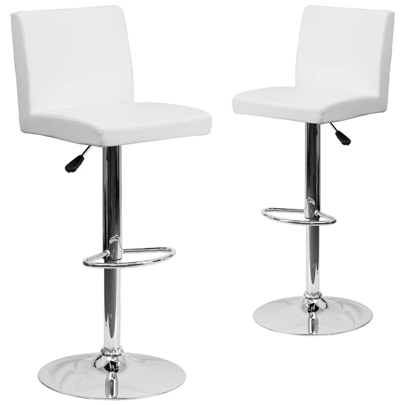 Flash Furniture – Tabouret de bar de 15 1/2 x 18 1/2 po en vinyle avec base chromée, hauteur réglable, blanc