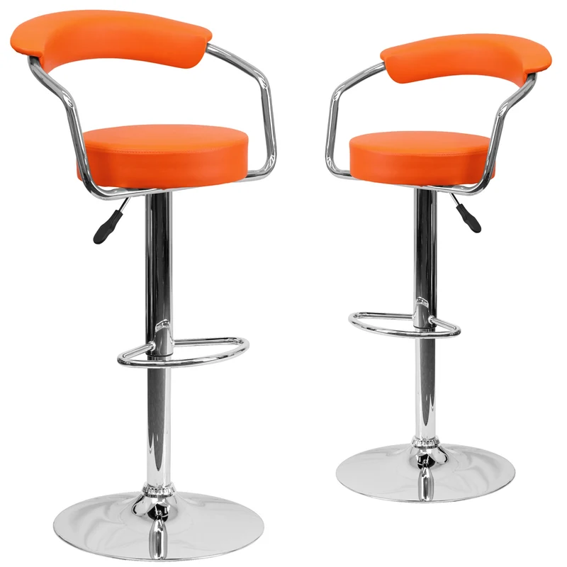 Flash Furniture – Tabouret de bar ajustable en vinyle, 19 1/2 x 19 1/2 po, orange