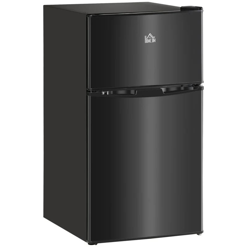 HOMCOM 3.2 cu ft Mini Fridge with Freezer and Reversible Doors - Black