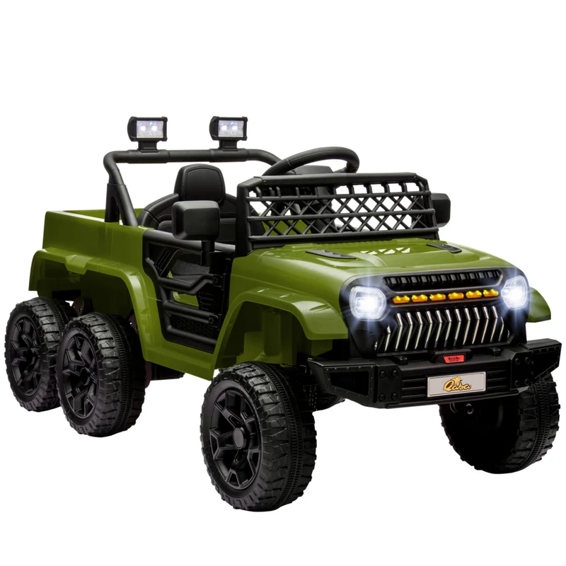 Qaba 12V 7A Kids Electric RC Car w/ 4WD/2WD Switch - Green