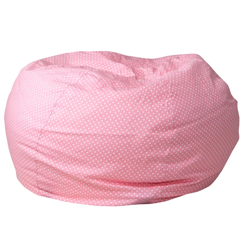 Flash Furniture – Fauteuil poire solide surdimensionné en coton brossé, à pois, rose pâle