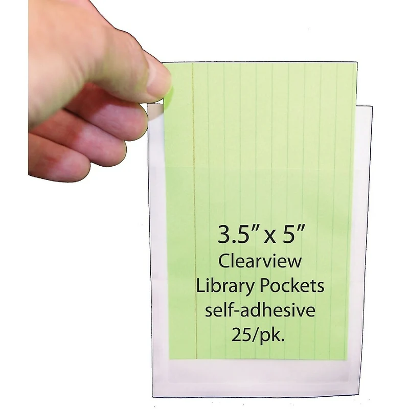 Ashley - Pochettes de bibliothèque adhésives transparentes 3 1/2 x 5 (po), paquet de 75
