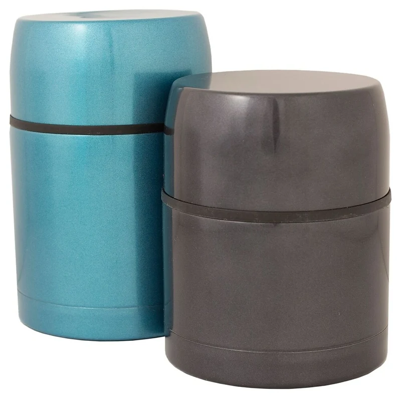 Geo Stainless Steel Vacuum Flasks, Black & Blue, 2 Pack