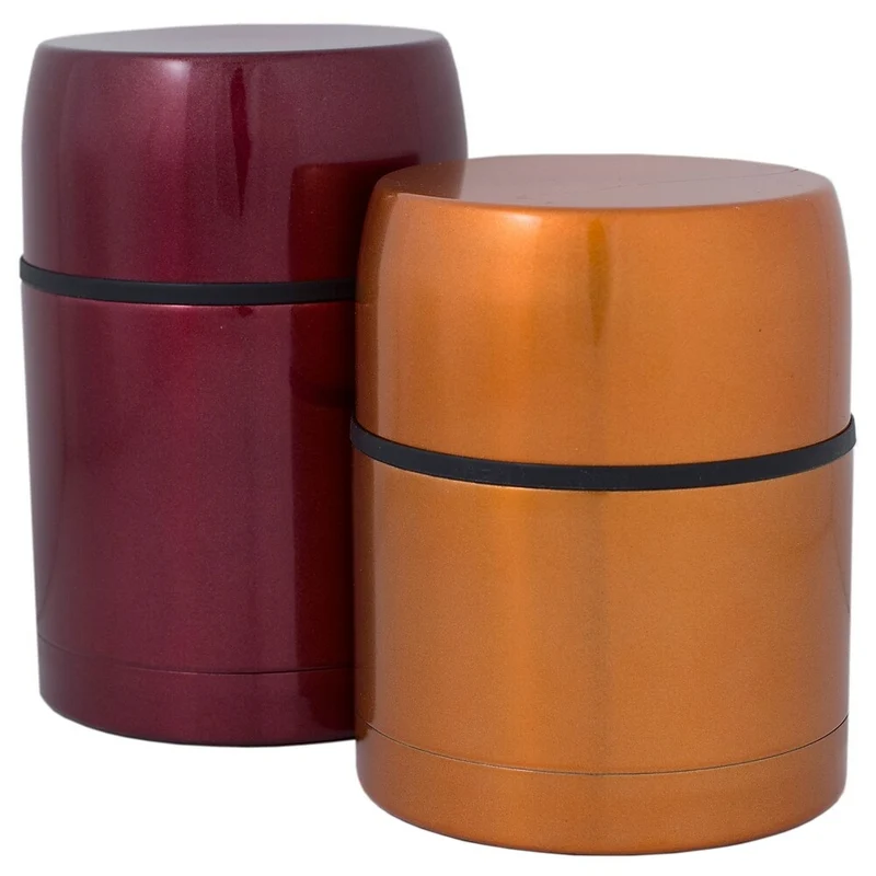 Geo Stainless Steel Vacuum Flasks, Orange & Red, 2 Pack