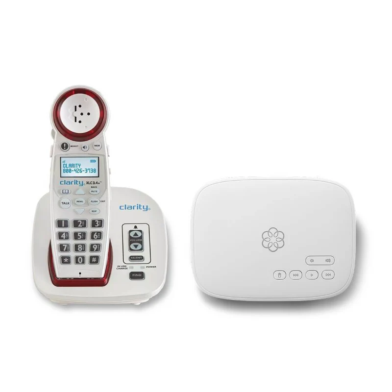 Ooma - Forfait téléphonique pour seniors avec service de conciergerie et téléphone sans fil Clarity Amplified - Blanc