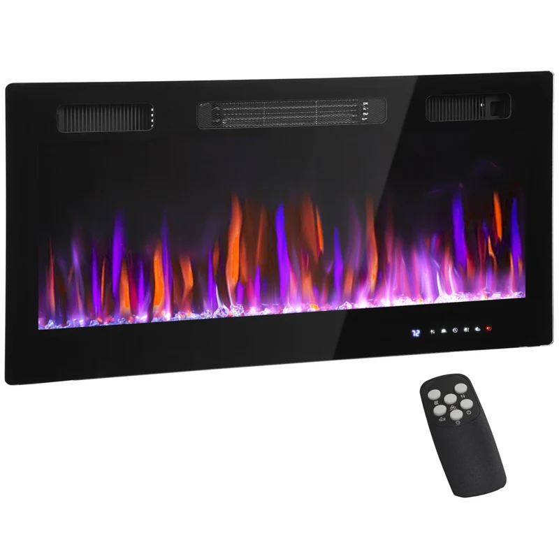 HOMCOM 36" Electric Wall Fireplace with Eco Mode - 1500 W