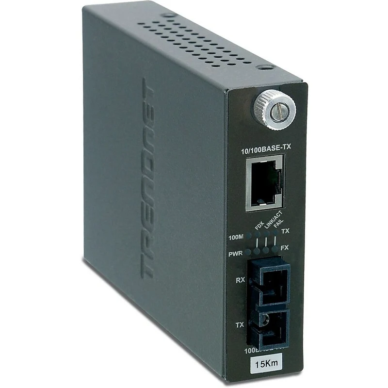 TRENDnet TFC-110S15I Intelligent 10/100Base-TX to 100Base-FX Single Mode SC Fiber Converter