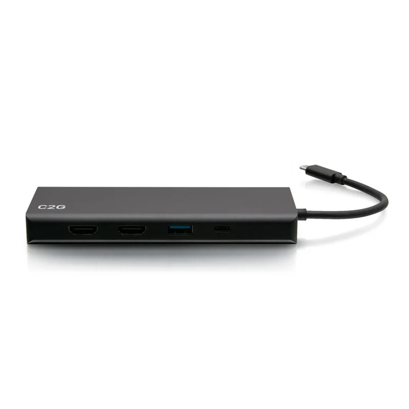 C2G USB-C 9-in-1 Dual Display Docking Station with 60W Power Supply - Black